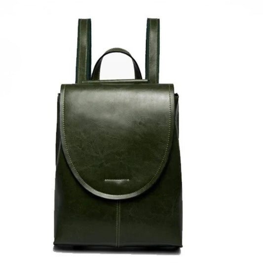Oil Wax Cowhide Leather Backpack - Rucksack Knapsack CrossBody Bags