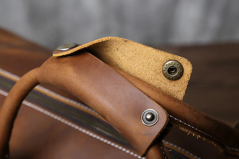 Genuine Leather Travel Bag with Shoe Pocket Travel Duffle - Scraften
