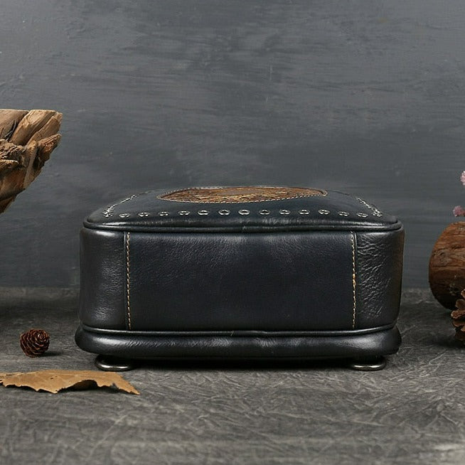 Retro Totem Women Real Leather Handbag - Scraften