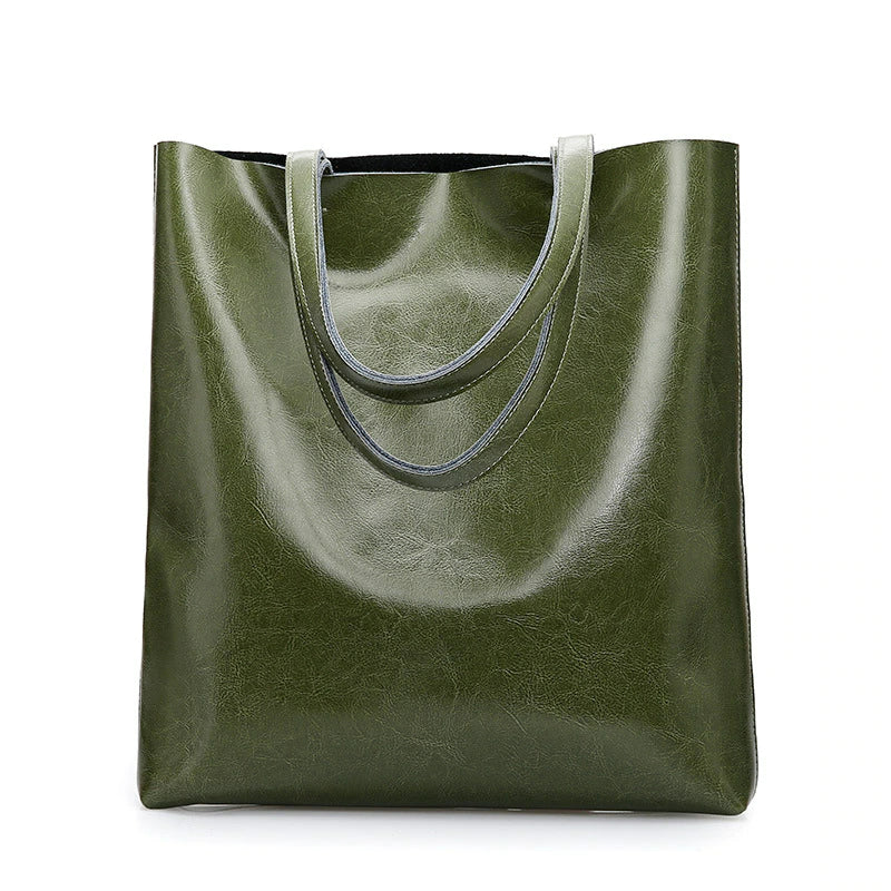 Olive Green Litchi Grain Leather Crossbody Bag