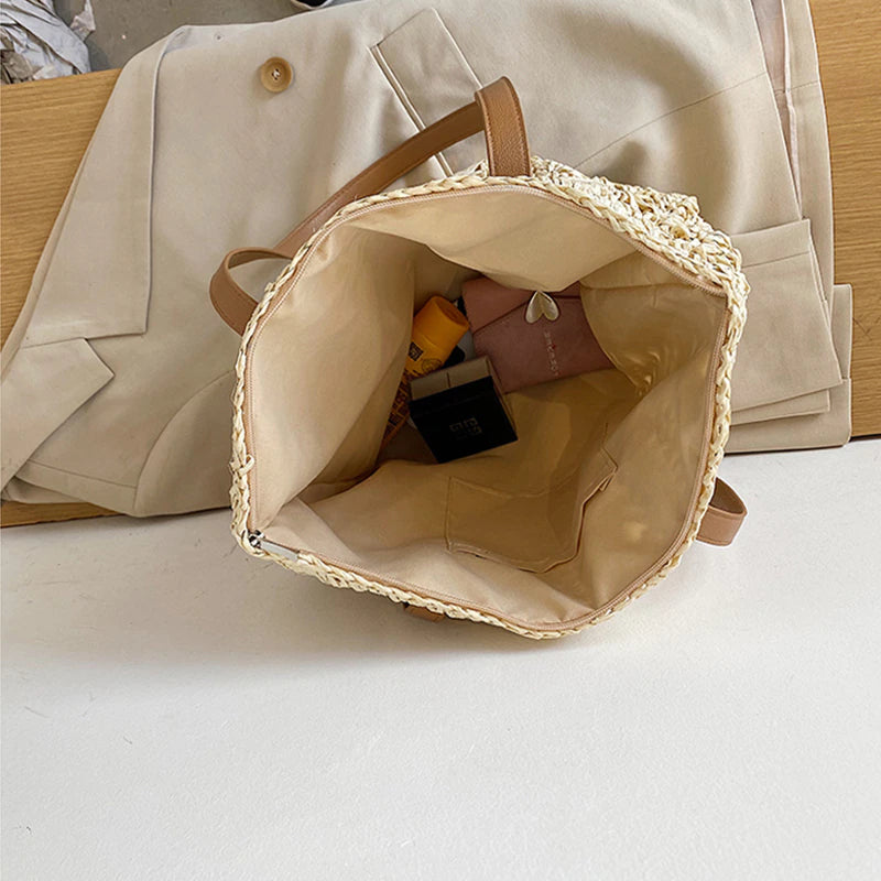 Handmade Square Straw Beach Bag - Scraften