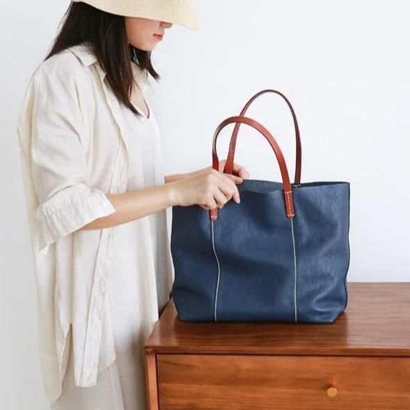 Luxury Genuine Leather Casual Tote Bag - Scraften