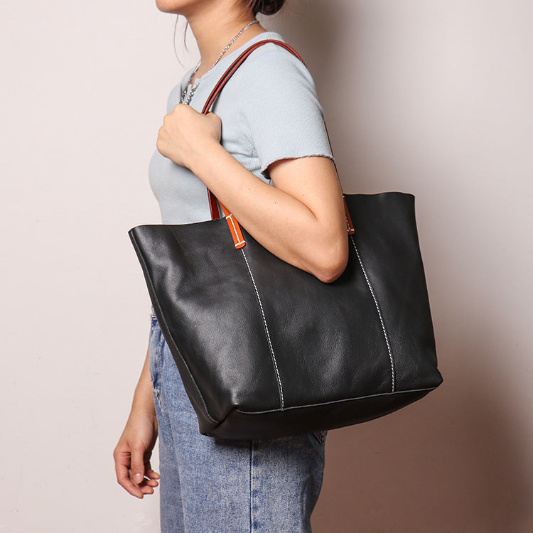 Large Capacity Mother Fashion Leather Tote Bag - Scraften