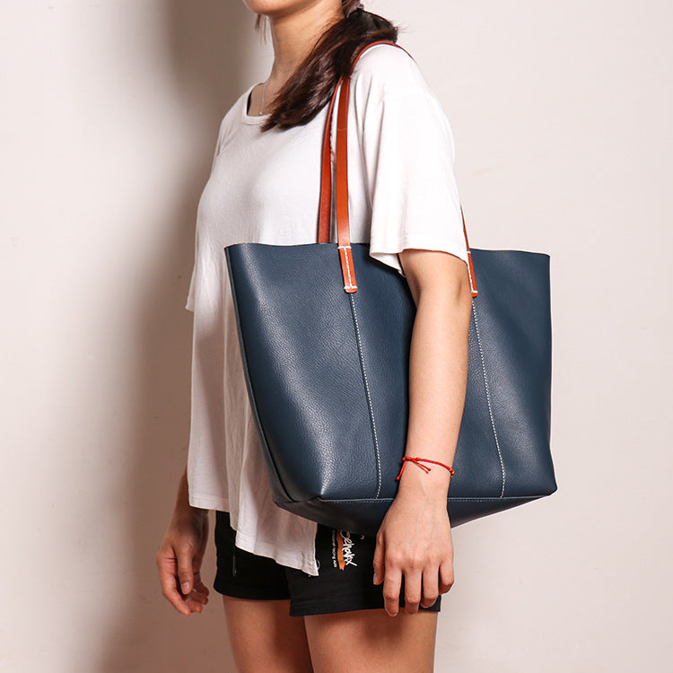 Large Capacity Mother Fashion Leather Tote Bag - Scraften