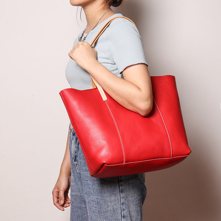 Large Capacity Mother Fashion Leather Tote Bag - Scraften