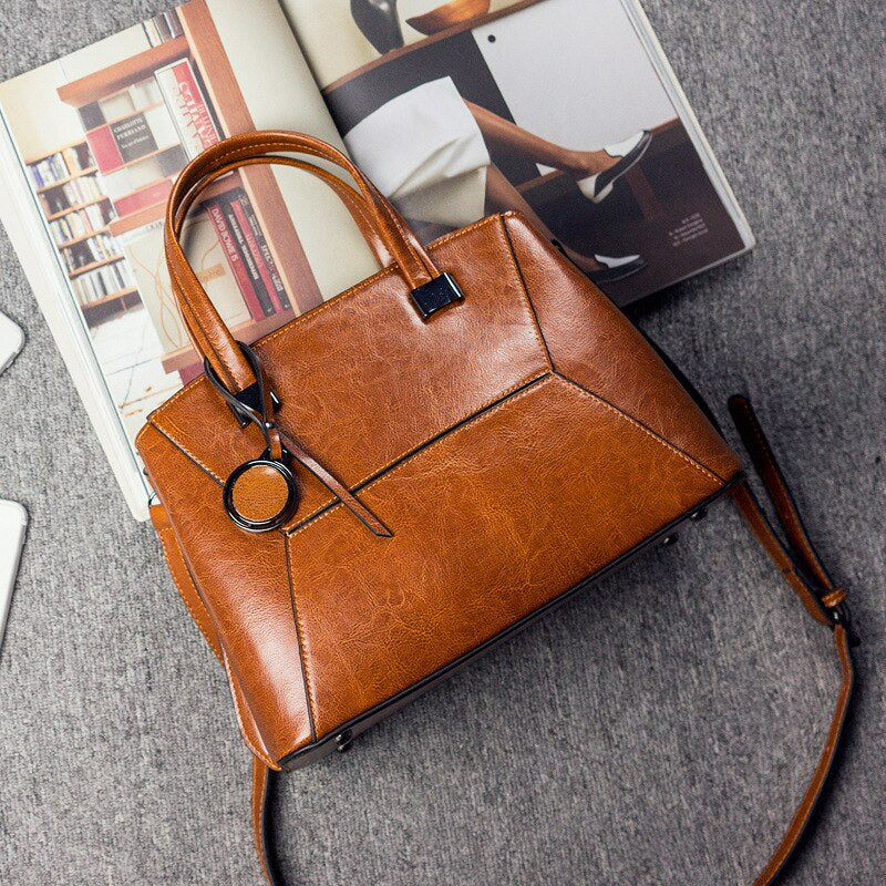 Oil Wax Cowhide Cross body Handbag - Scraften