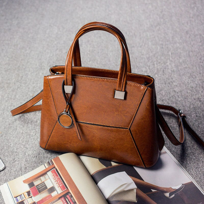 Oil Wax Cowhide Cross body Handbag - Scraften