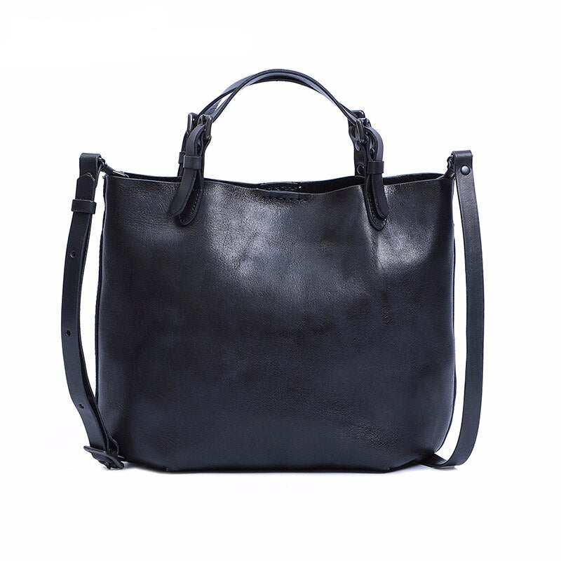 Retro Vegetable Tanned Leather Shoulder Tote Bag Crossbody Bag - Scraften