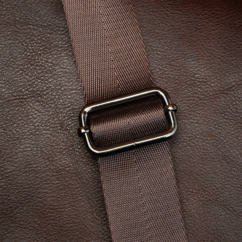 Vintage Vegetable Tanned Leather Zipper Shoulder Bag - Scraften