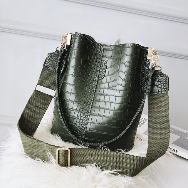 Women Shoulder Crocodile Crossbody Bag - Scraften