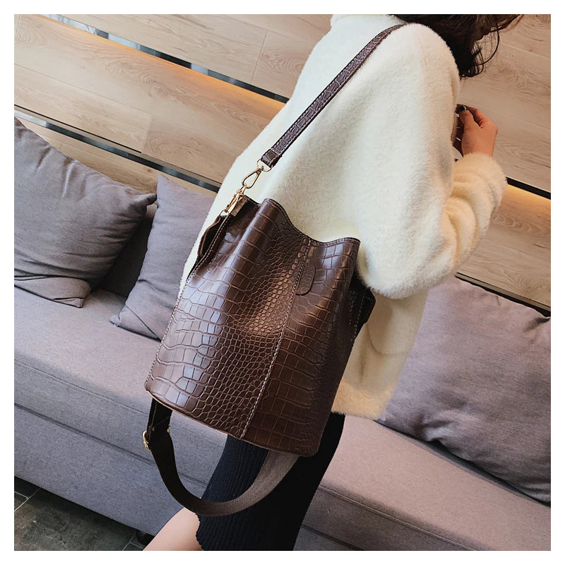Women Shoulder Crocodile Crossbody Bag - Scraften