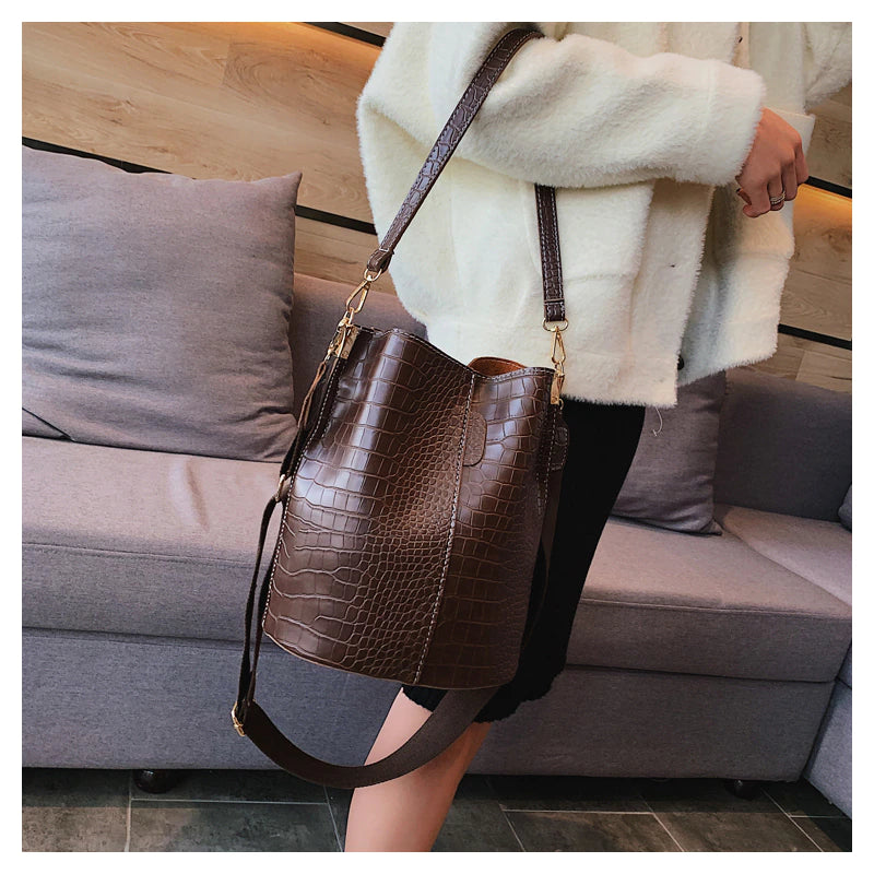 Women Shoulder Crocodile Crossbody Bag - Scraften