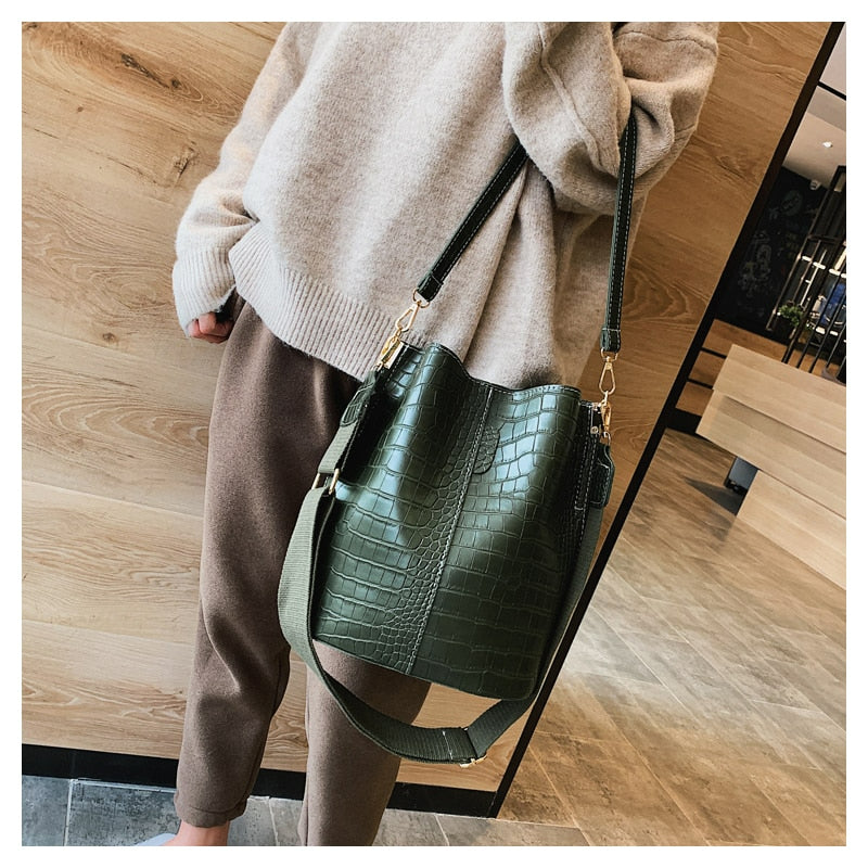 Women Shoulder Crocodile Crossbody Bag - Scraften