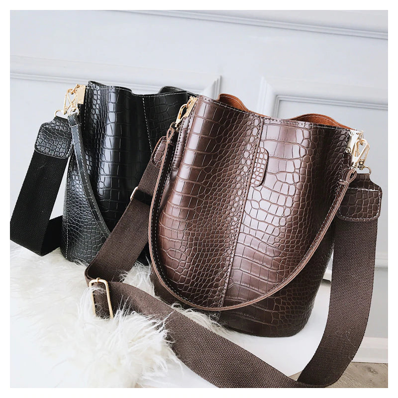 Women Shoulder Crocodile Crossbody Bag - Scraften