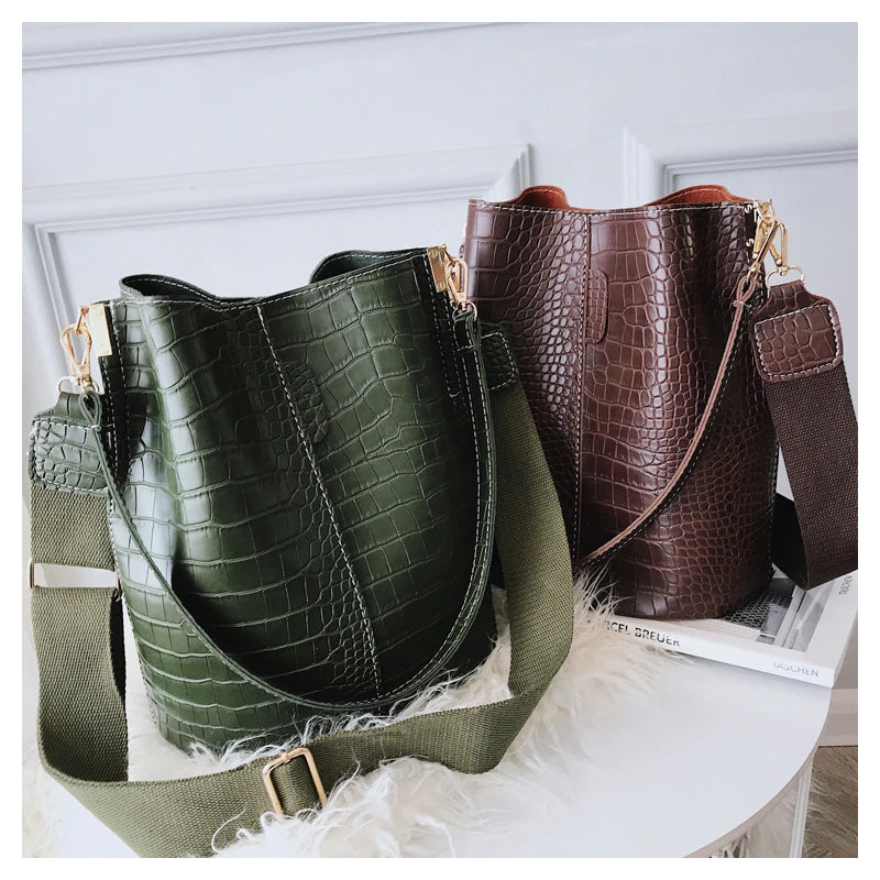 Women Shoulder Crocodile Crossbody Bag - Scraften