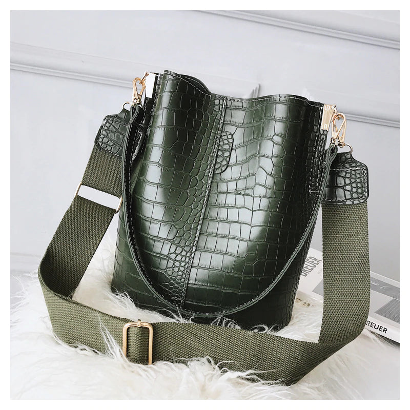 Women Shoulder Crocodile Crossbody Bag - Scraften