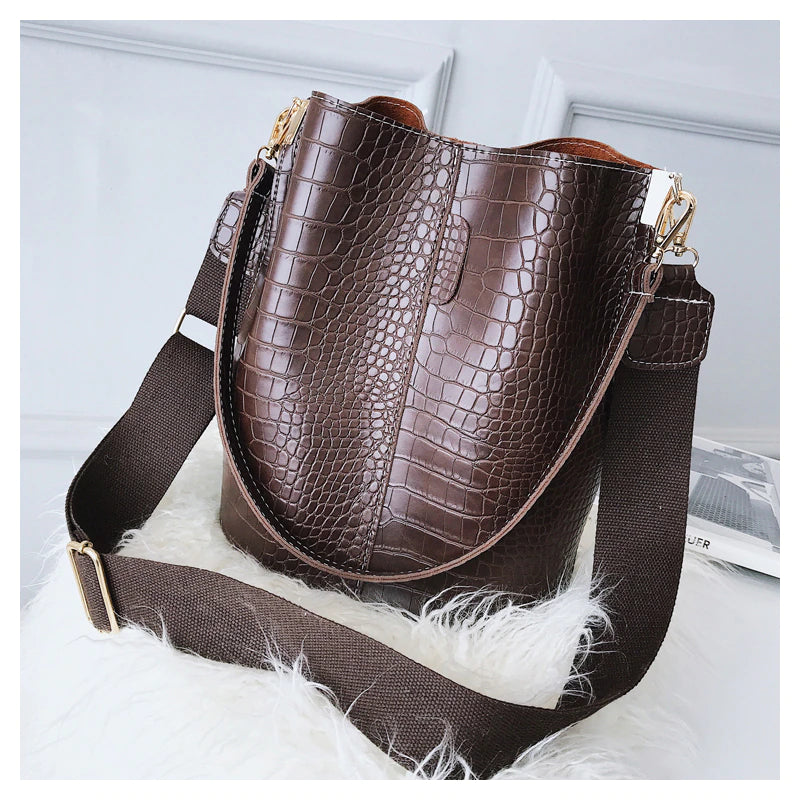 Women Shoulder Crocodile Crossbody Bag - Scraften