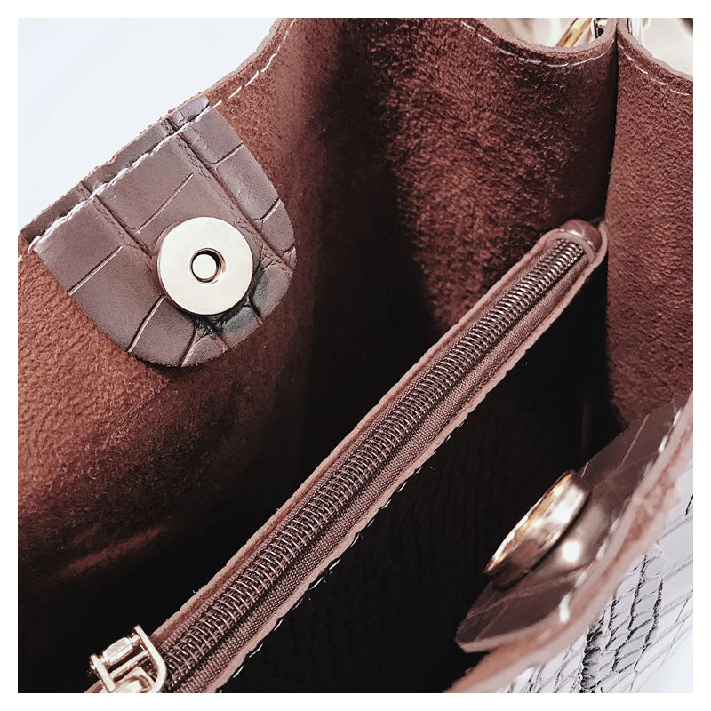 Women Shoulder Crocodile Crossbody Bag - Scraften