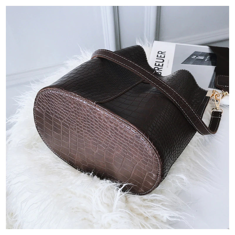 Women Shoulder Crocodile Crossbody Bag - Scraften