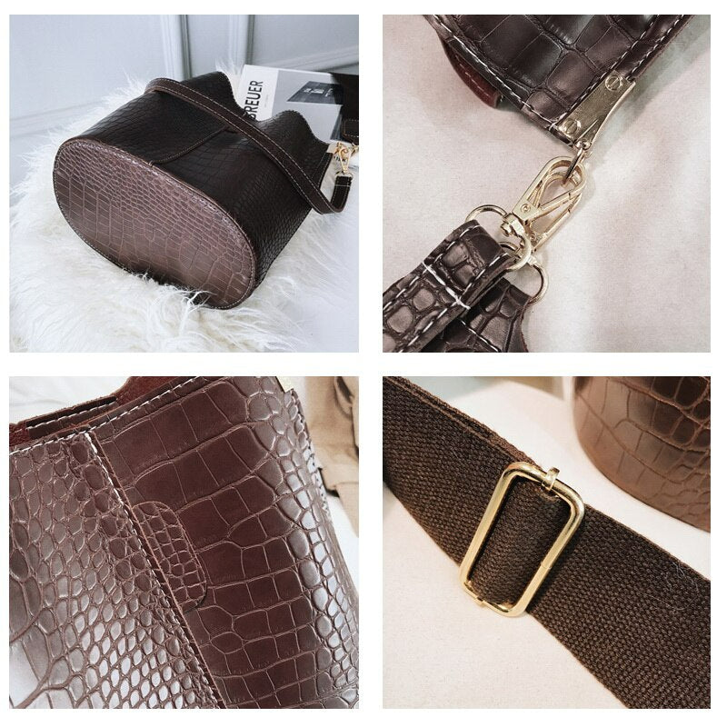 Women Shoulder Crocodile Crossbody Bag - Scraften