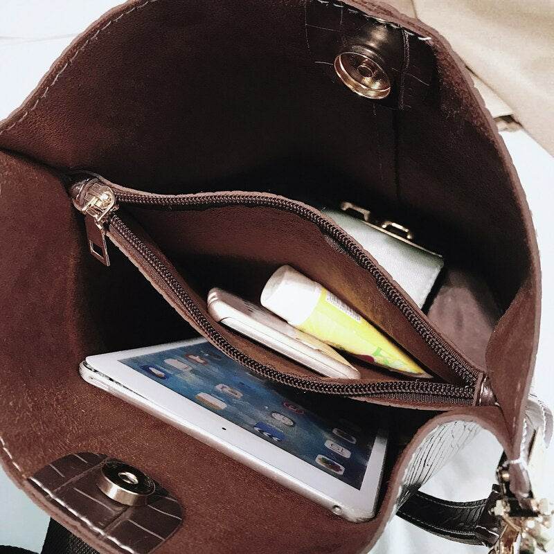 Women Shoulder Crocodile Crossbody Bag - Scraften