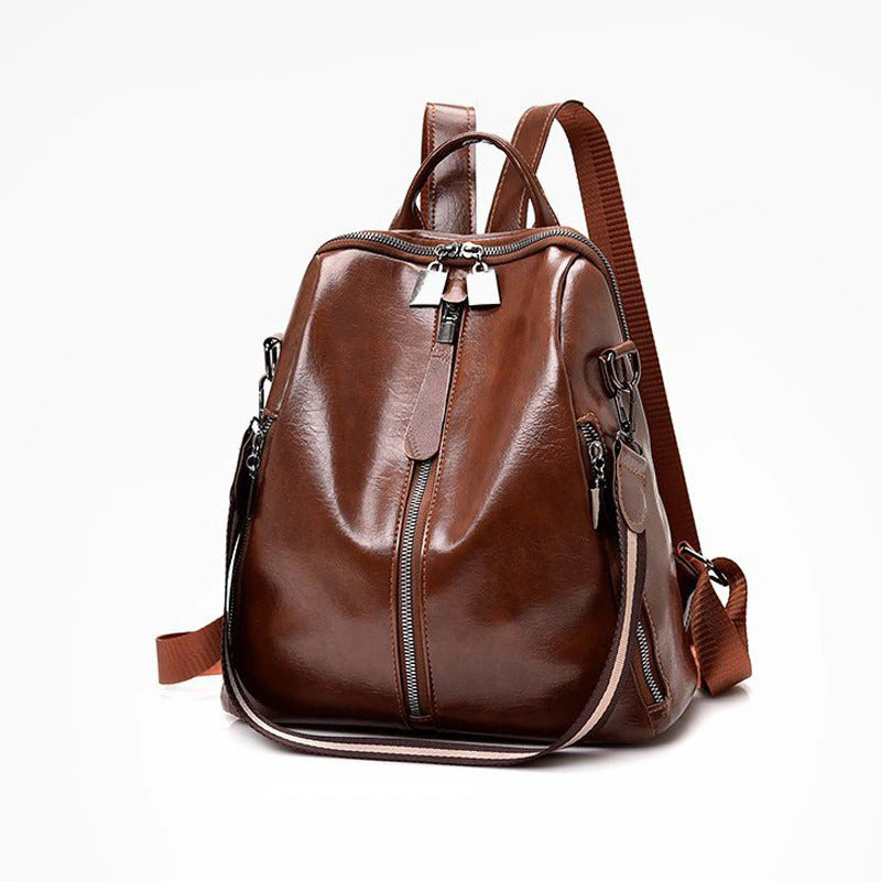 colored leather backpack for school Vintage Multifunction Leather School Bag and Travel Backpack, Brown