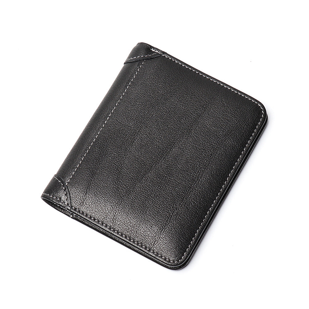 Oil-Waxed Leather Compact Wallet – RFID Wallet with Card Slots & Anti-Magnetic Protection