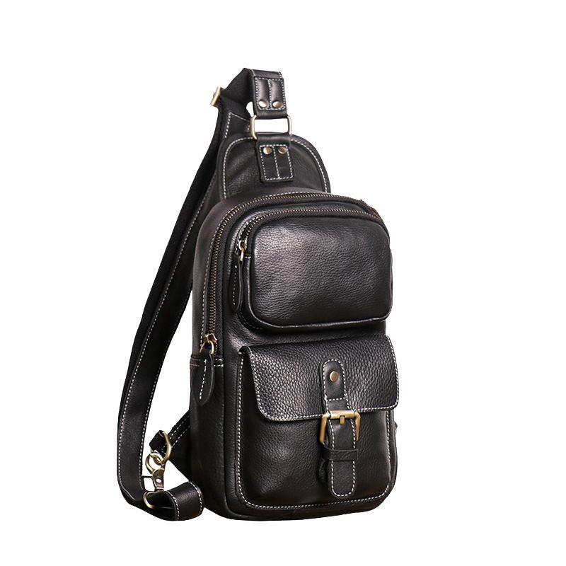European and American Men's Crazy Horse Leather Crossbody Chest Bag