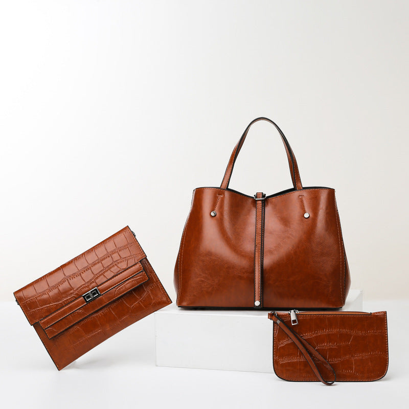 Luxury Retro Women's Hand-carrying Bag - Modern Leather Style Handbag