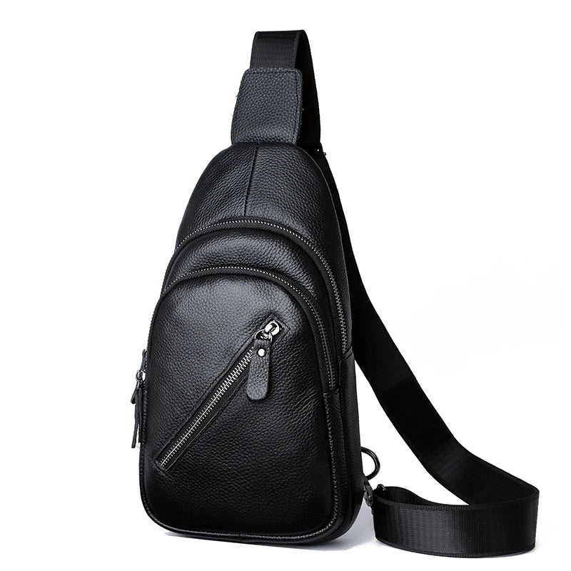 Men’s Genuine Leather Sling Bag – Casual Crossbody Chest Pack