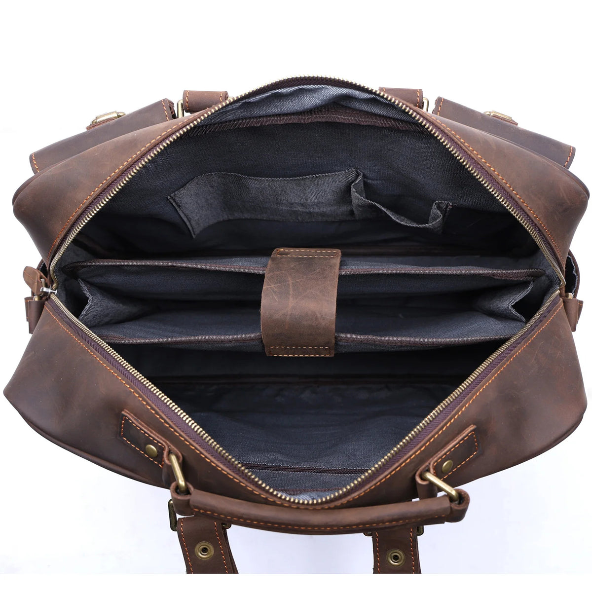 Men's Full Grain Leather Briefcase Laptop Bag
