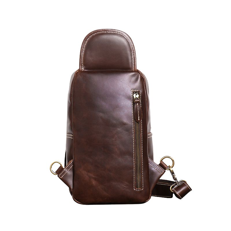 European and American Men's Crazy Horse Leather Crossbody Chest Bag