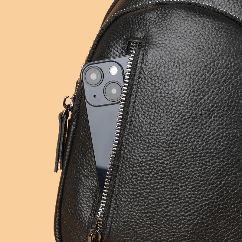 Men’s Genuine Leather Sling Bag – Casual Crossbody Chest Pack