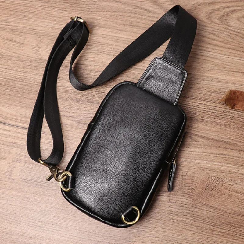 Genuine Leather Men's Chest Bag Messenger Bag