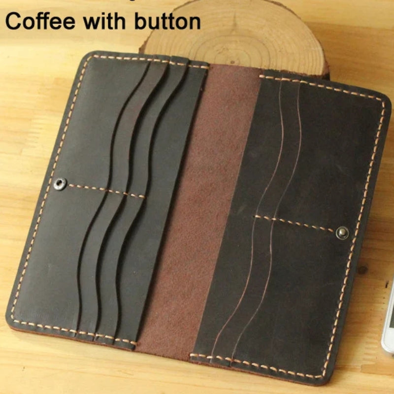 Handmade Vintage Crazy Horse Genuine Leather Wallet - Men Stylish Clutch Bag Purse