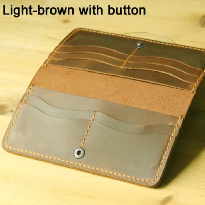 Handmade Vintage Crazy Horse Genuine Leather Wallet - Men Stylish Clutch Bag Purse