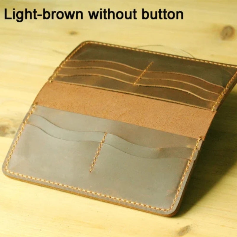 Handmade Vintage Crazy Horse Genuine Leather Wallet - Men Stylish Clutch Bag Purse