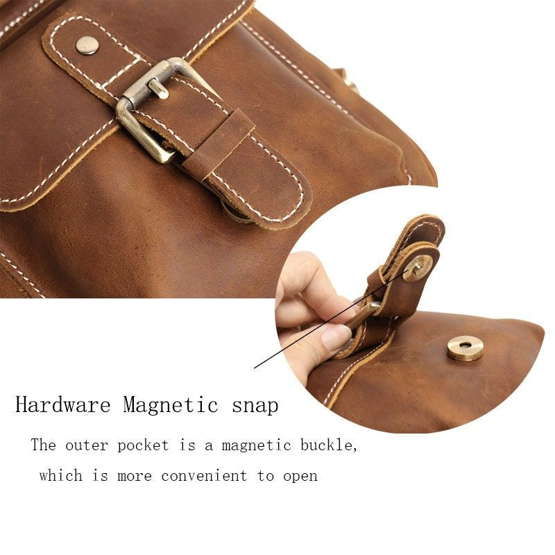 European and American Men's Crazy Horse Leather Crossbody Chest Bag