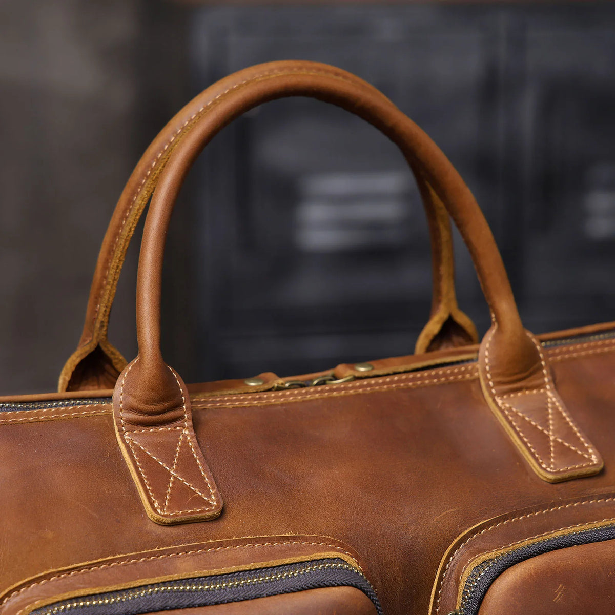 Men's Full Grain Leather Laptop Briefcase For Work