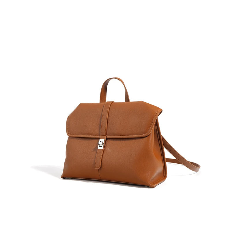 Genuine Leather Women’s Shoulder Bag – Large Capacity Retro Crossbody Handbag