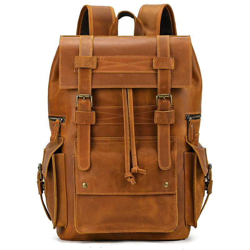 crazy horse buffalo leather backpack Retro – Large Capacity 16-Inch Cowhide La Herschel Heritage Shoulder Bag Shoes as the backpacks weather Size:7'6