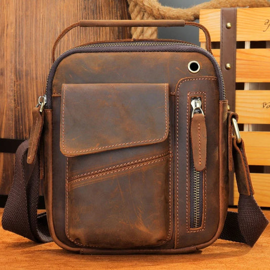 Men's Cowhide Casual Crossbody Bag - Large Capacity Leather Sling Bags