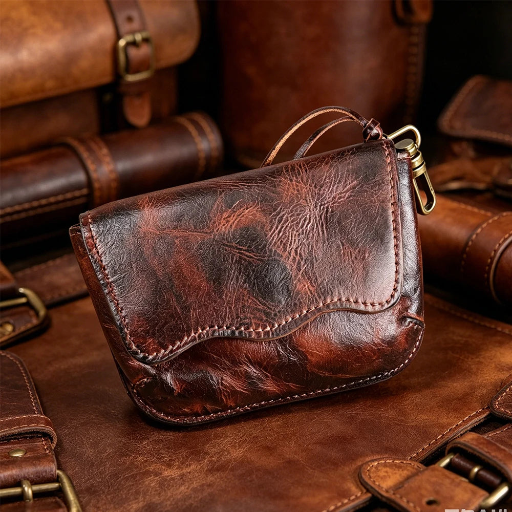 Retro Men Genuine Leather Handmade Bags - Multifunctional Card Holder Bag