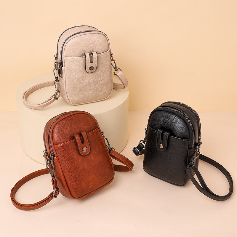 Double Zip Phone Crossbody Bag - Minimalist Phone Pouch