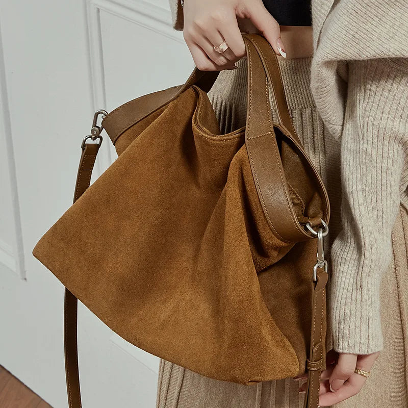 Lage Capacity Female Shoulder Crossbody Bag - Cowhide Commuting Handbags