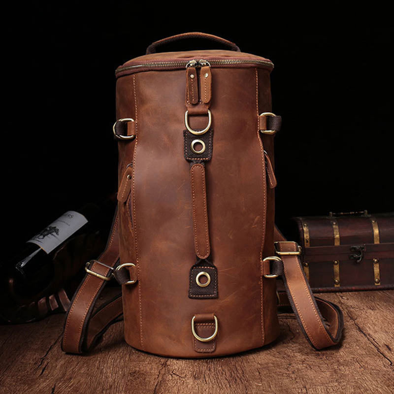 Premium Leather Bucket Backpack - Scraften