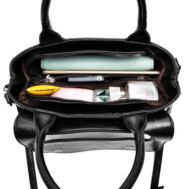 Women's Crossbody Shoulder Bag - Crocodile Pattern Sandwich Zipper Bag