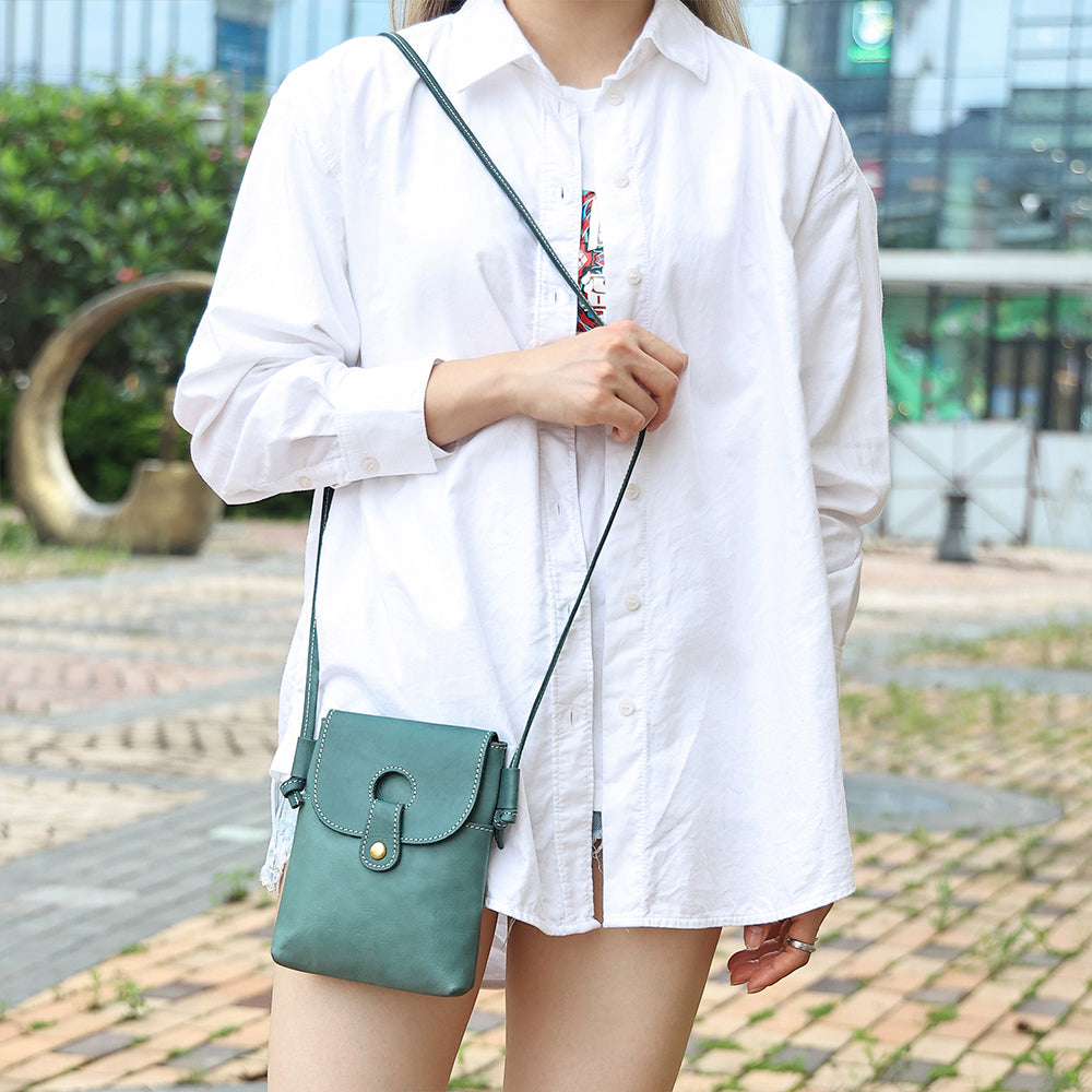 Women Trendy Leather Mini Crossbody Bag - Minimalist Phone Satchel Bags