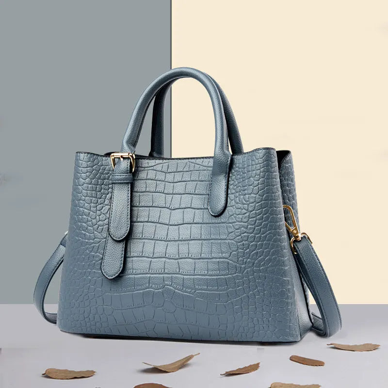 Crocodile Pattern Large Shoulder Bag – Luxury Designer Handbag