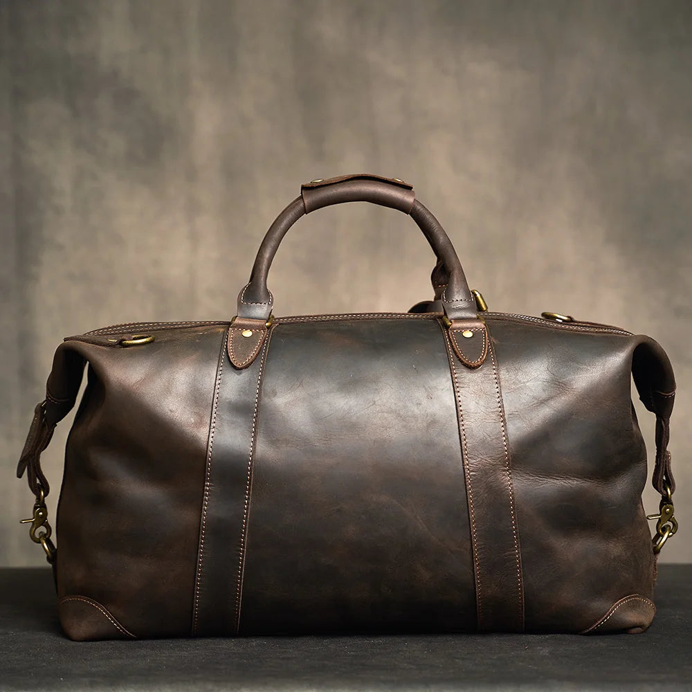 Men's Genuine Leather Duffle Travelling Handbags - Vintage Men's Shoulder Bag